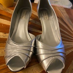 Silver Kitten Heels size 12